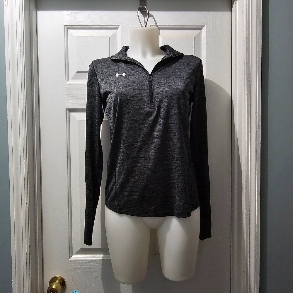 Under Armour Quarter-Zip Pullover – Black Heather, Long Sleeve Tech Fit